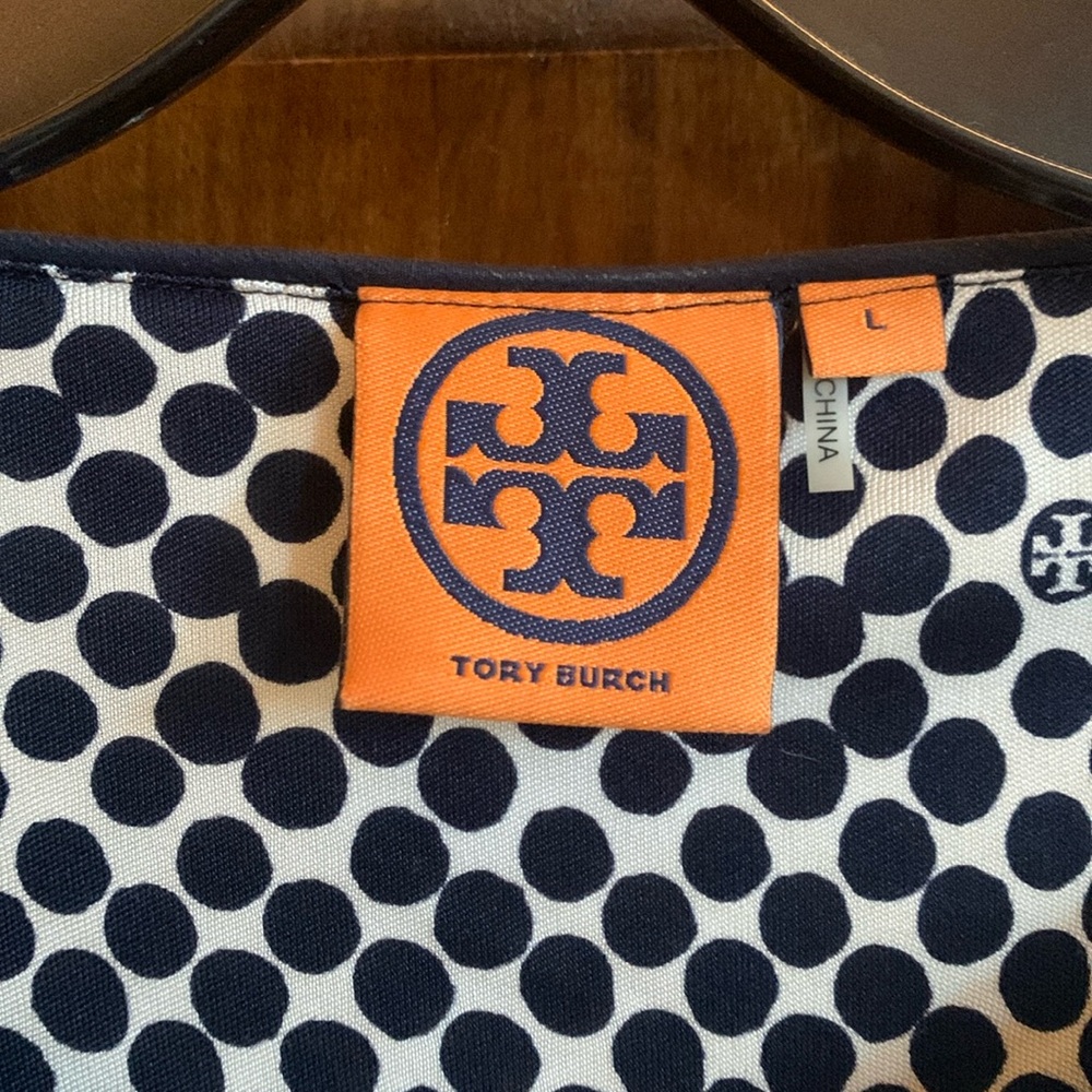 Tory Burch Navy & White Polka Dot Dress Size: L - Picture 5 of 11